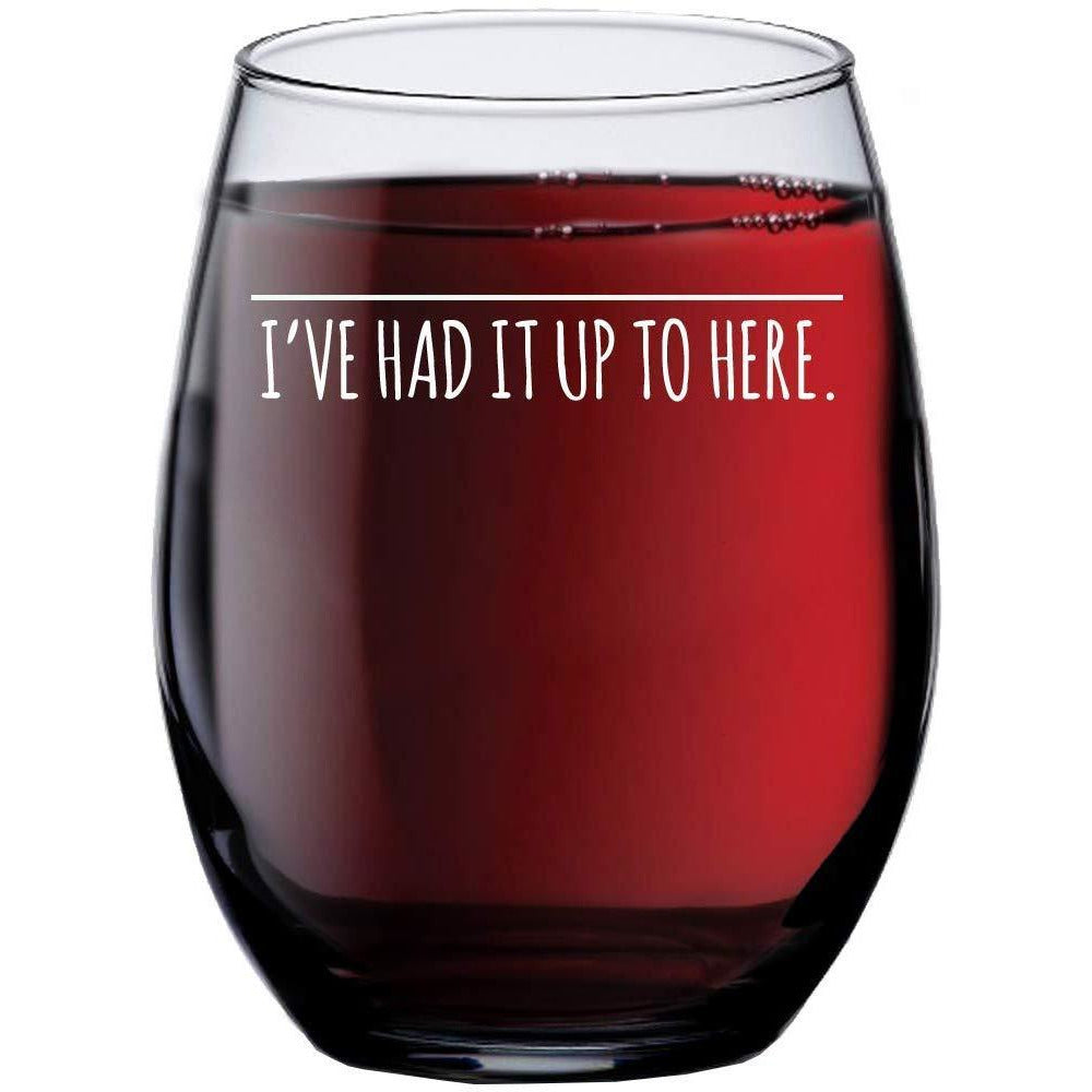 Funny Stemless Wine Glasses Set of 4 (15 Oz)- Funny Novelty Wine Glassware